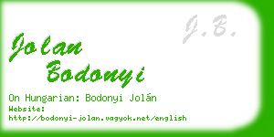 jolan bodonyi business card